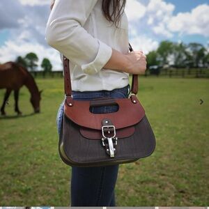Brown and Black Leather Satchel.